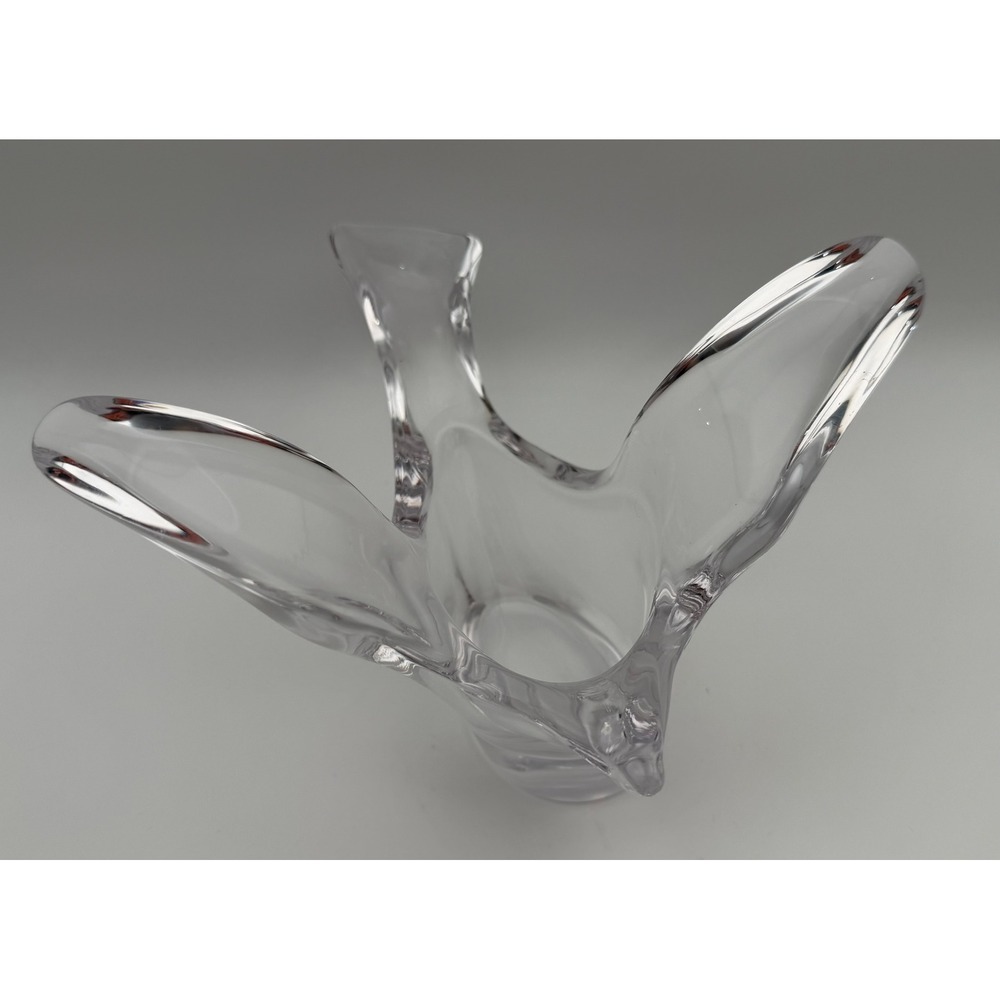 Heavy Clear Art Glass Bird Figurine Abstract Flying Swallows Sculpture Decor